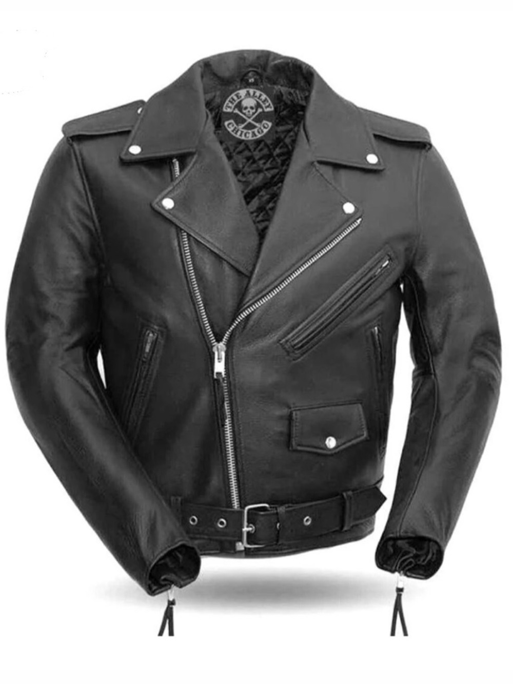 Black Leather Motorcycle Jacket - Men